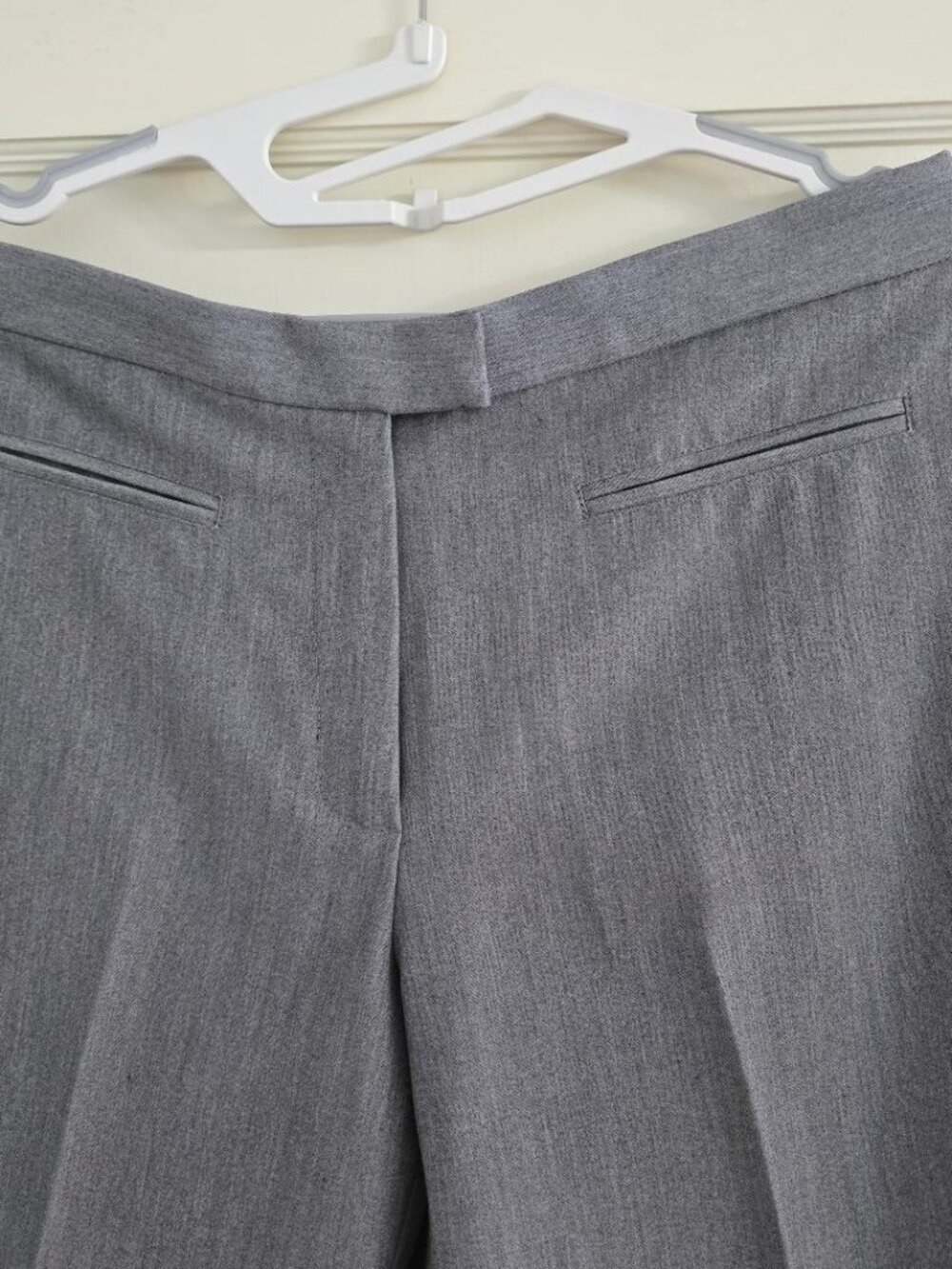 Size 10 Ruby Rd Grey Woman Pants Formal Straight leg front Zipper side elastic